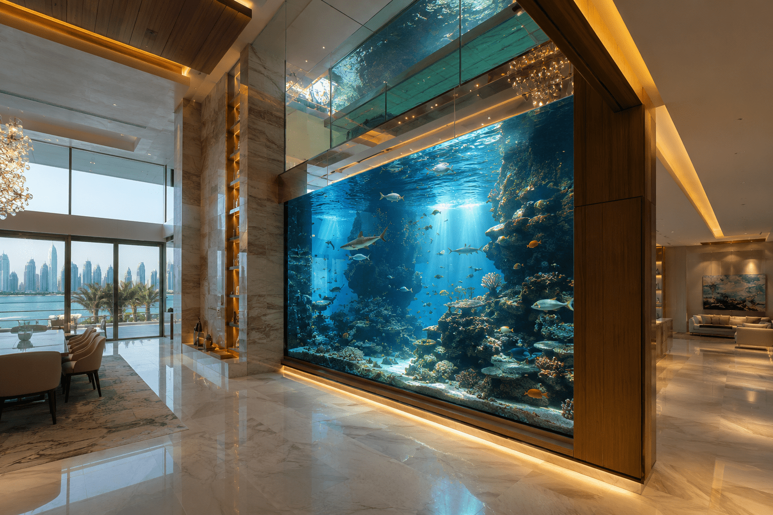 Custom Aquarium Design & Installation in Dubai | Luxury Aquariums UAE 1 Luxury custom aquarium installation in UAE villa