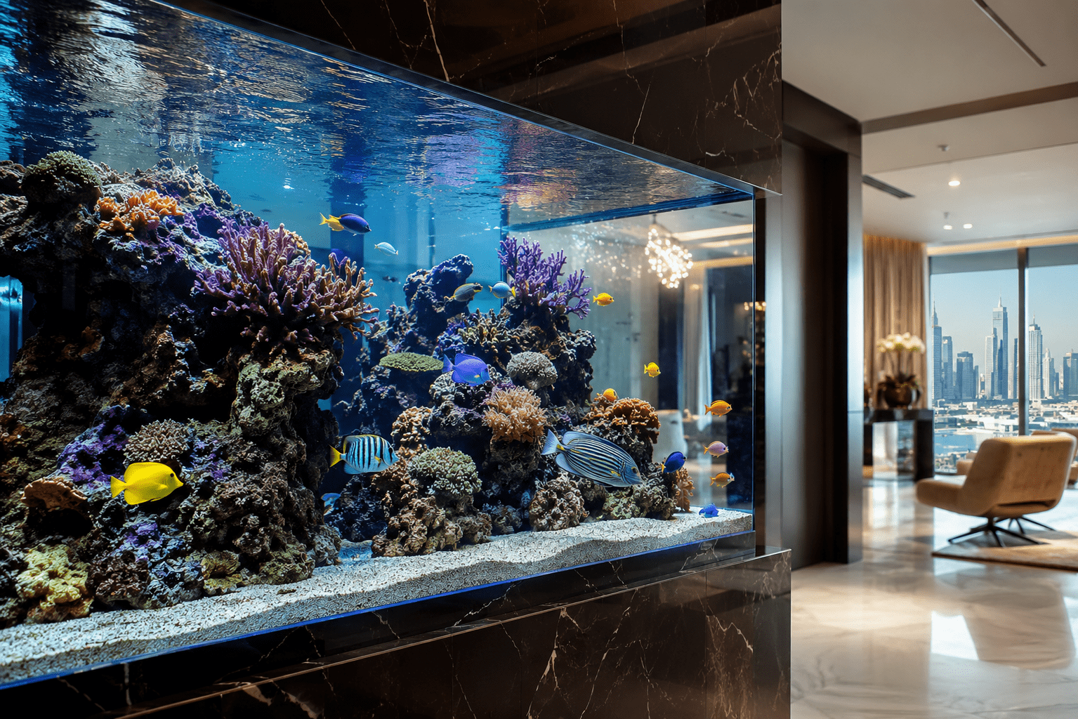 Custom Aquarium Design & Installation in Dubai | Luxury Aquariums UAE 2 Luxury aquarium design in UAE interior project