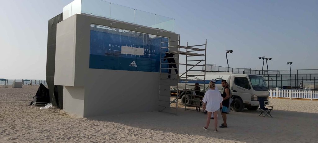 Adidas liquid billboard swimmable pool in Dubai - construction and installation photo 7