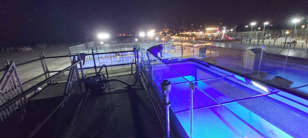 Adidas liquid billboard swimmable pool in Dubai - construction and installation photo 1