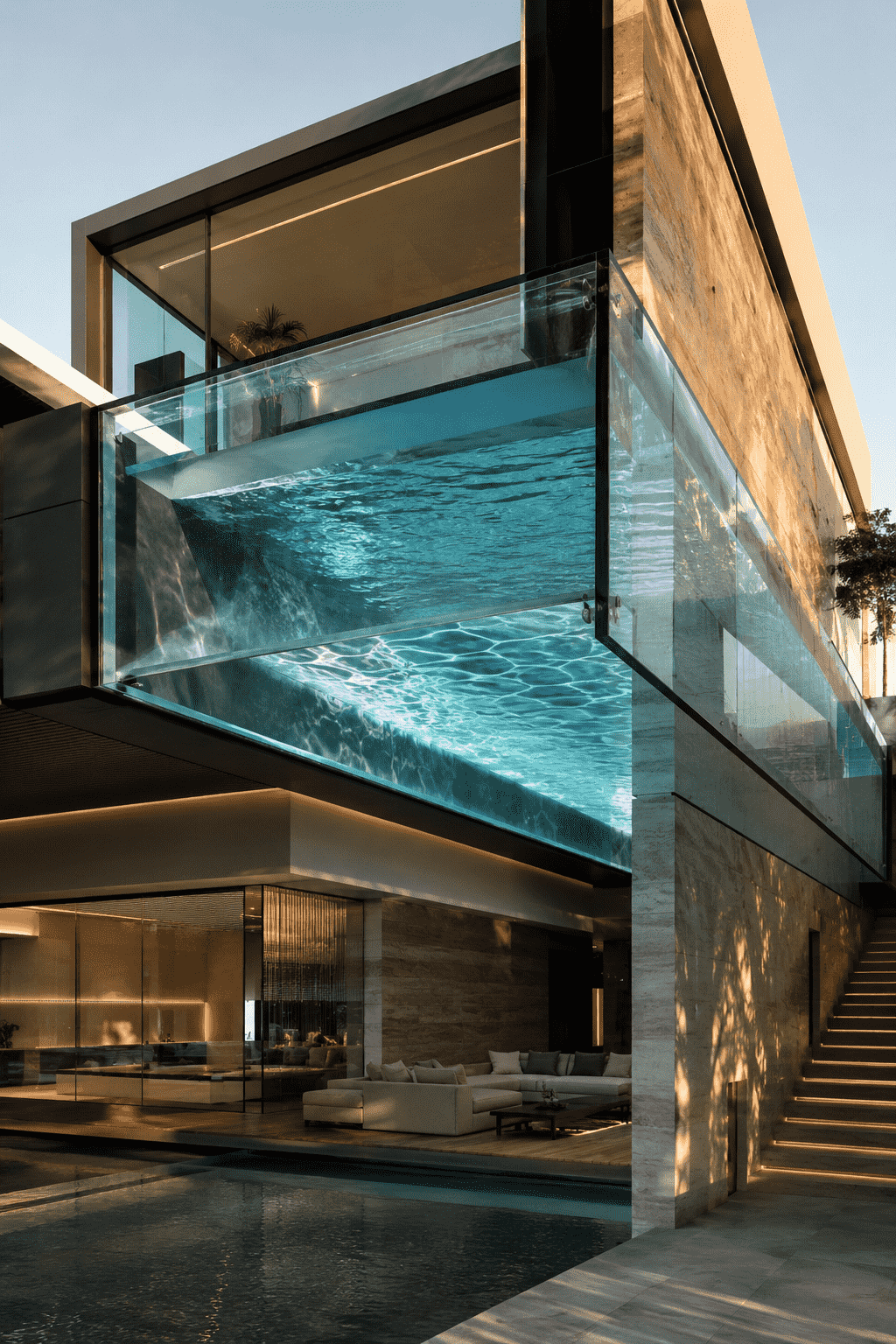 Clear acrylic swimming pool panel engineered by Water Wonders