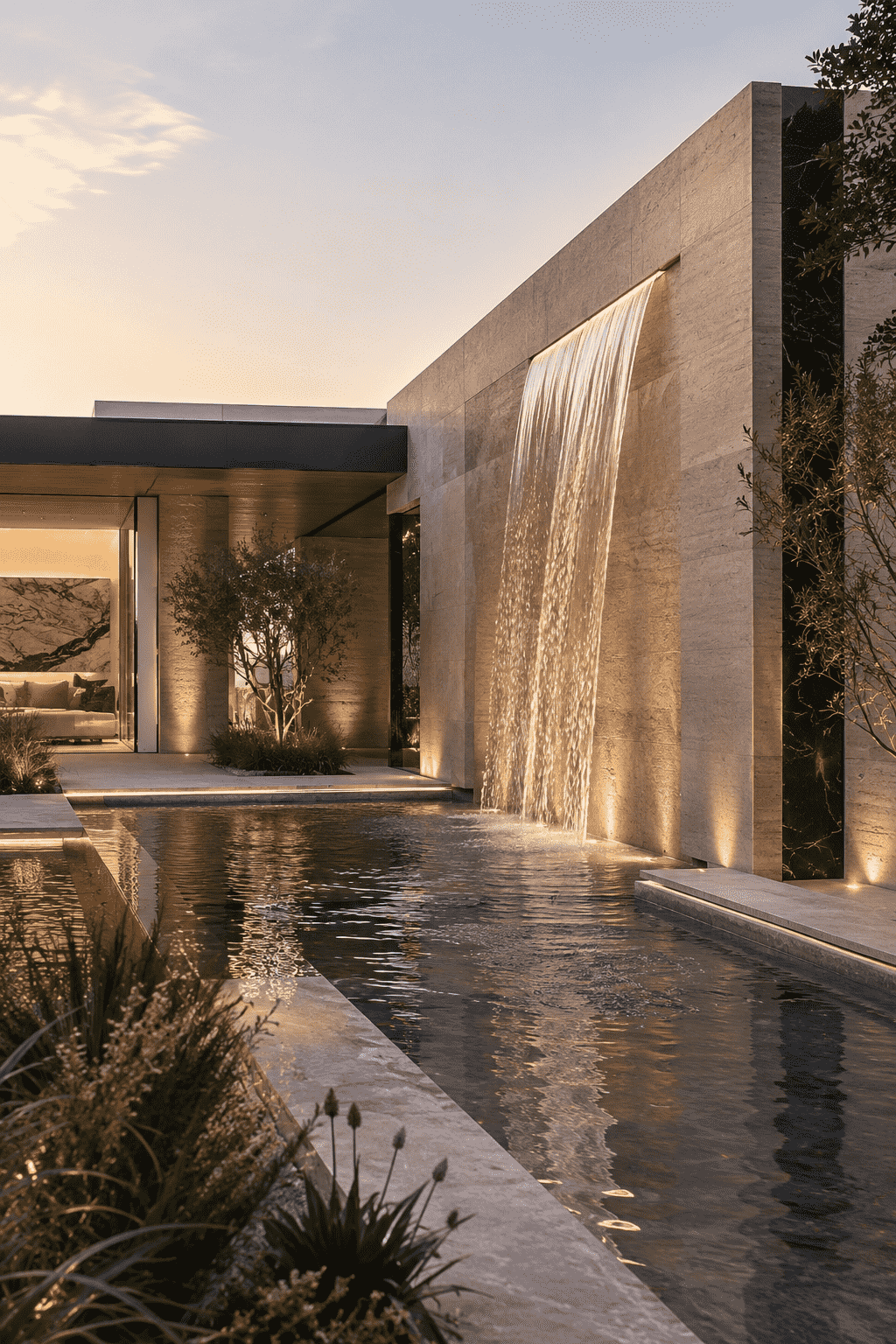 Architectural water feature designed by Water Wonders in Dubai