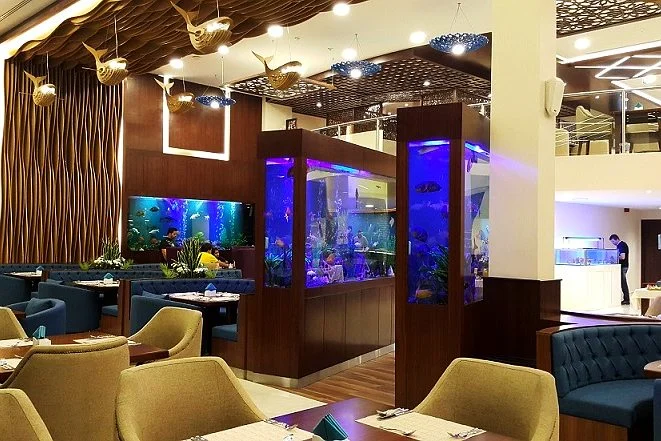 How to Choose an Aquarium Company in Dubai: 12 Questions to Ask 2 Restaurant partition aquariums by Water Wonders